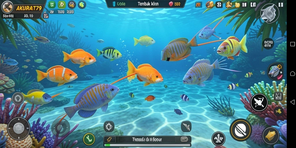 Screenshot AKURAT79 menampilkan aksi seru menembak ikan dalam kolam penuh tantangan.
