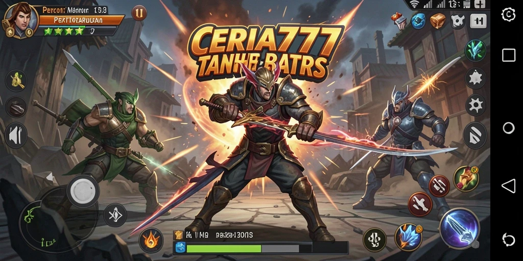 Screenshot utama CERIA777 menampilkan aksi pertarungan seru.