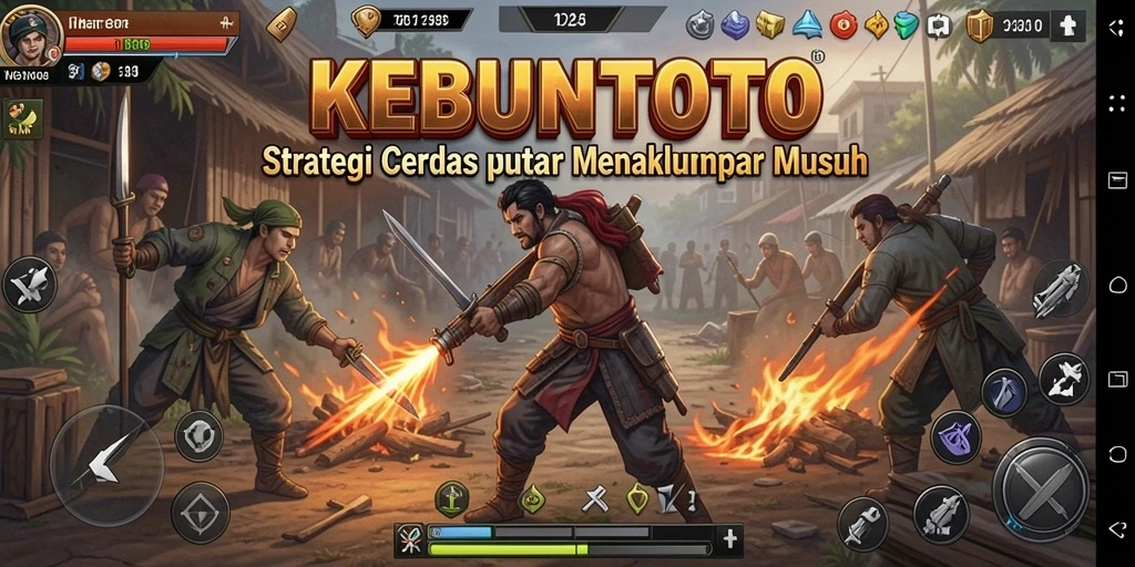 Screenshot KEBUNTOTO menampilkan pertarungan strategi mendebarkan.