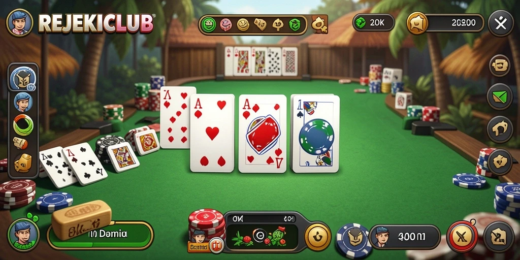 Tampilan menarik dari gameplay REJEKICLUB dalam permainan domino.