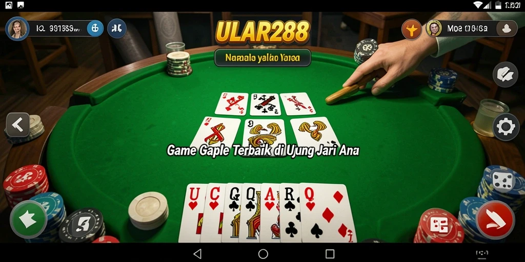 Tampilan gameplay ULAR288 dengan suasana gaple yang seru.