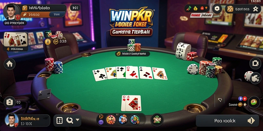 Tangkapan layar gameplay WINPKR yang menunjukkan momen seru bermain Poker.